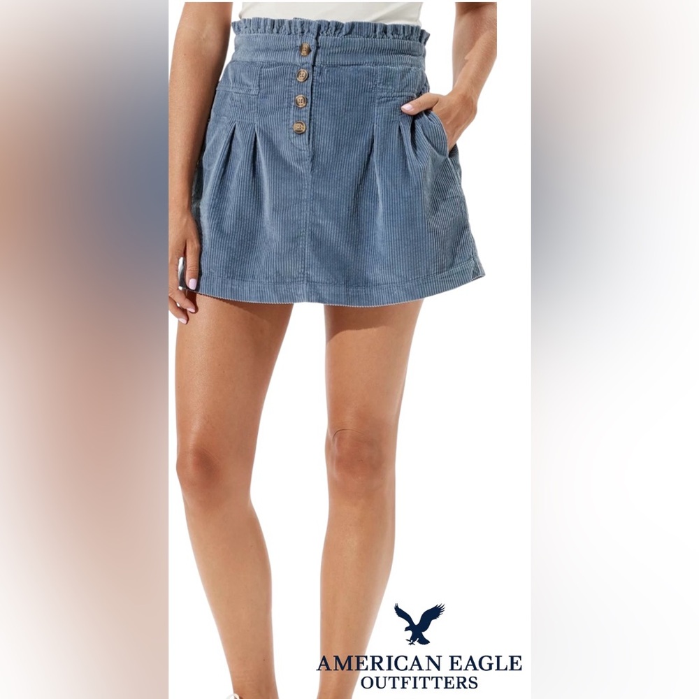 BLUE CORDUROY MINI SKIRT AMERICAN EAGLE
